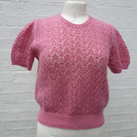 Pink short sleeve tee top lacey knit Summer sweater ladies