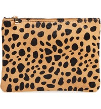 BP. Leopard Print Genuine Calf Hair Pouch | Nordstrom